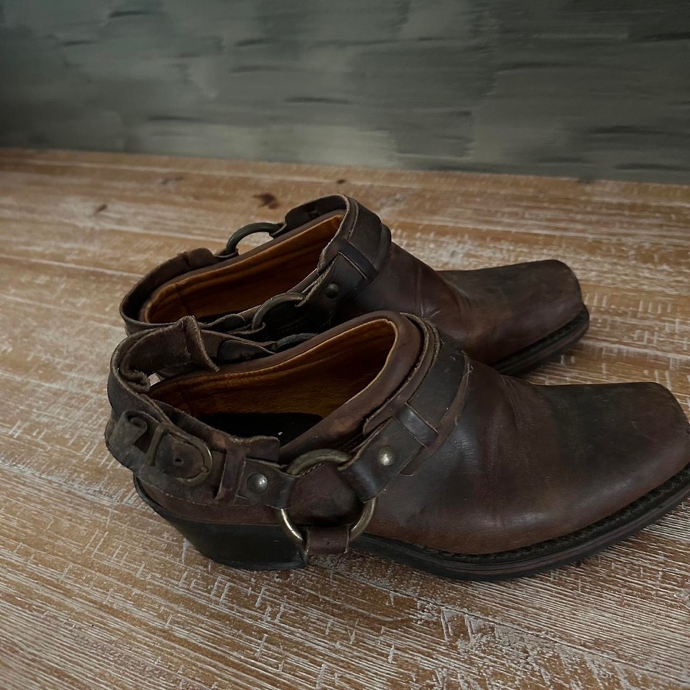 Frye slip on brown genuine leather boots